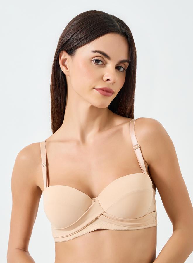 تايك تو حمالة صدر سادة بحشوة وأسلاك وإبزيم أمامي - Image 1